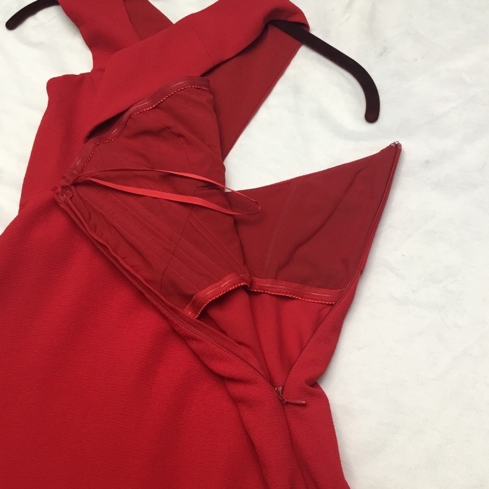 BCBG Vibrant Red Square Neck Sheath Maxi Dress for Prom - Picture 7 of 15